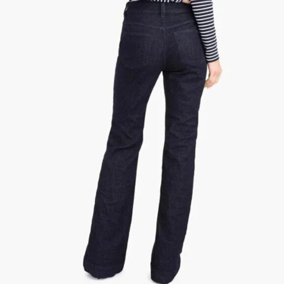 Share J Crew Wide Leg Trouser Jean Womens 30 TALL Blue High Rise Indigo Stretch - Picture 4 of 10